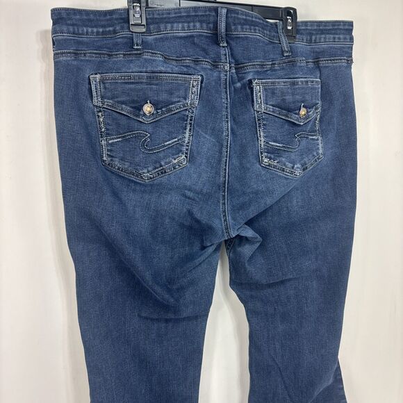 Silver Jeans Women's Plus Size 22 Blue Elyse Slim Boot Denim Jean‎ Pants - Picture 8 of 16
